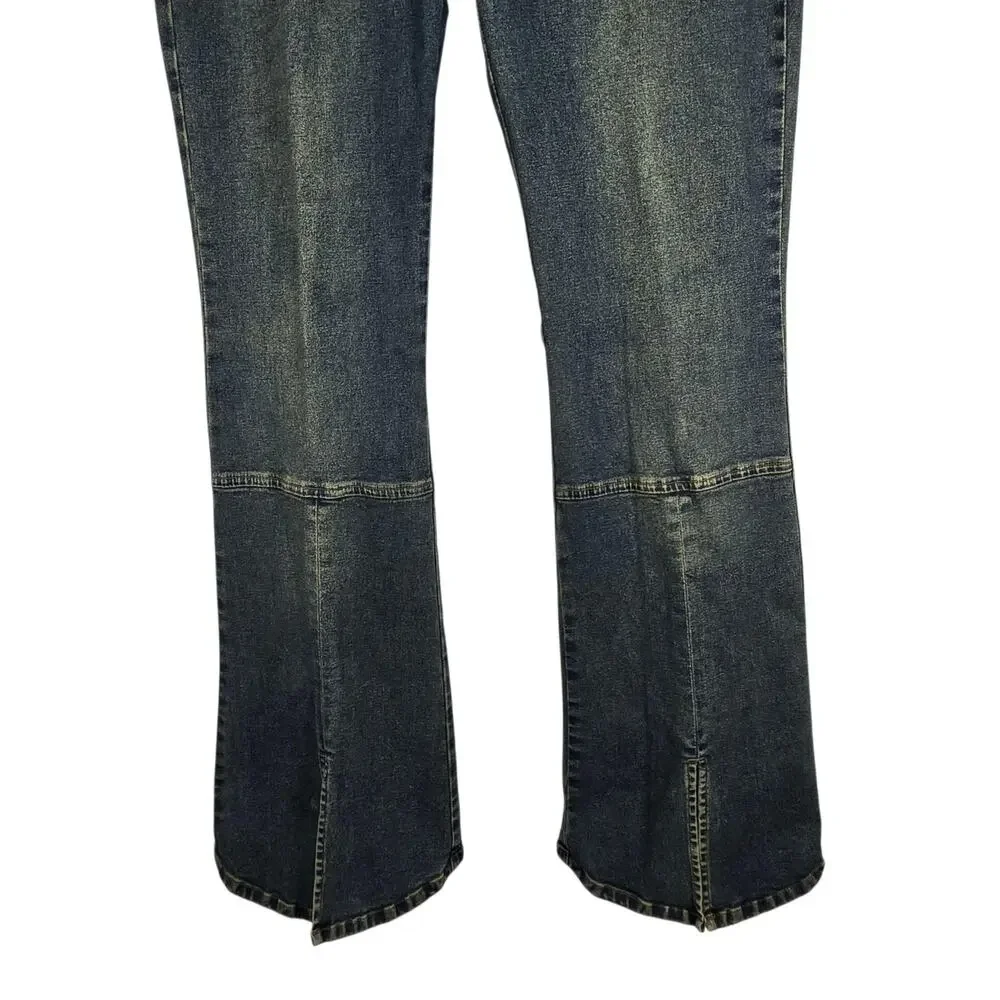 VTG YMI UBU Jeans 32x32 (JR 13) Split Hem Flare Leg Jeans Y2K Pocketless Stretch